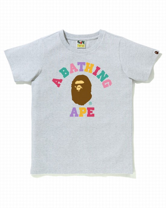 T Shirts Bape Colors College Femme Grise | LTFUK3427