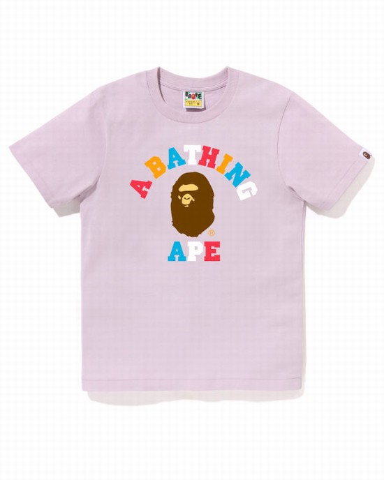 T Shirts Bape Colors College Femme Violette | BSEZU4620