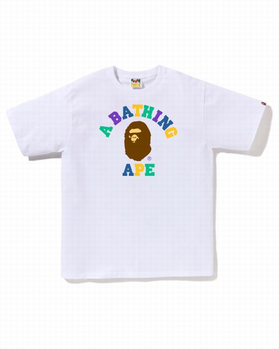 T Shirts Bape Colors College Homme Blanche | UQJGR9103