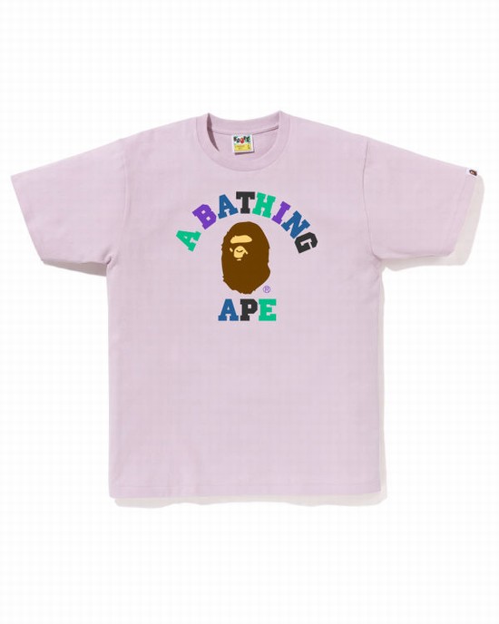 T Shirts Bape Colors College Homme Violette | WUIHX5298