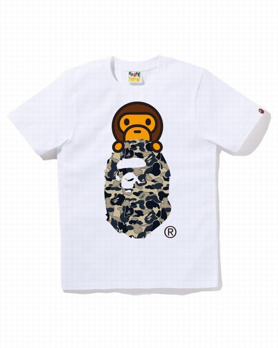 T Shirts Bape Cookie Camo 2 Milo On Ape Head Femme Blanche | CENUI1729