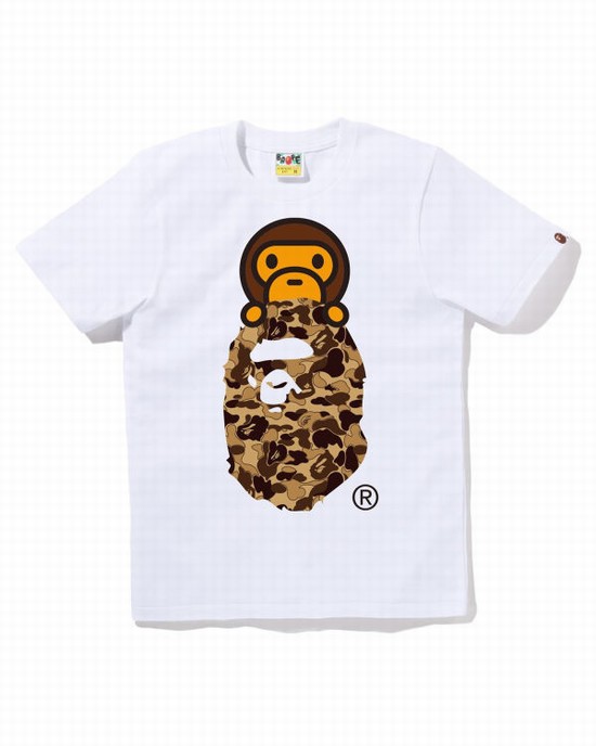 T Shirts Bape Cookie Camo 2 Milo On Ape Head Femme Blanche | NDTRL7012