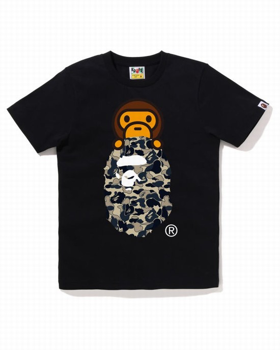 T Shirts Bape Cookie Camo 2 Milo On Ape Head Femme Noir | REOPC1089