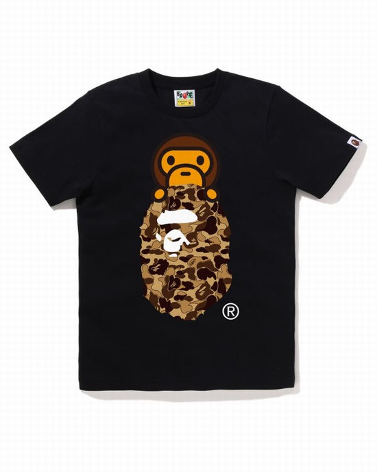 T Shirts Bape Cookie Camo 2 Milo On Ape Head Femme Noir | VTSAO0751