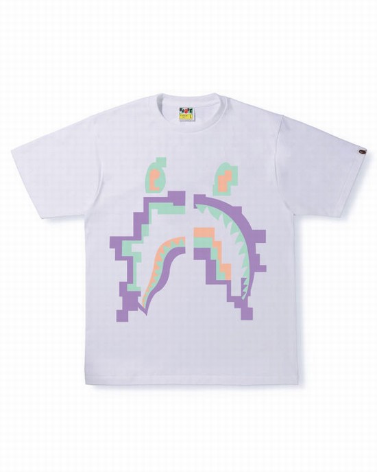 T Shirts Bape Digital Shark Homme Blanche | XRKHY6785