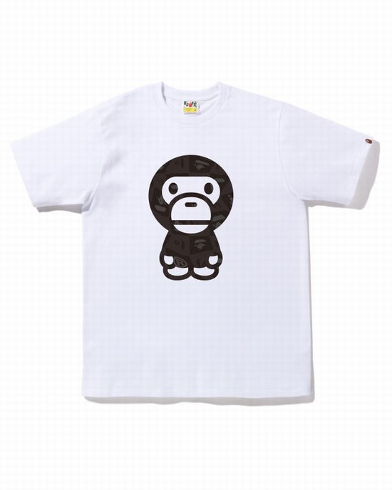 T Shirts Bape Distortion Big Milo Homme Blanche | TVNOI4027