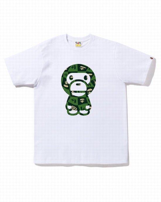 T Shirts Bape Distortion Big Milo Homme Blanche | UAVMN4893