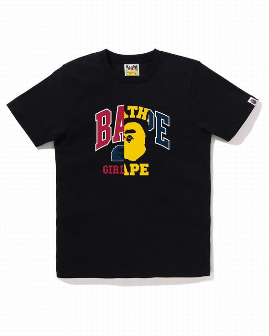 T Shirts Bape Docking Graphique Femme Noir | DWEYS1506