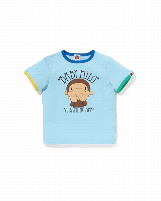 T Shirts Bape Drawn Milo Shy Ringer Enfant Bleu Clair | XYTGV4329