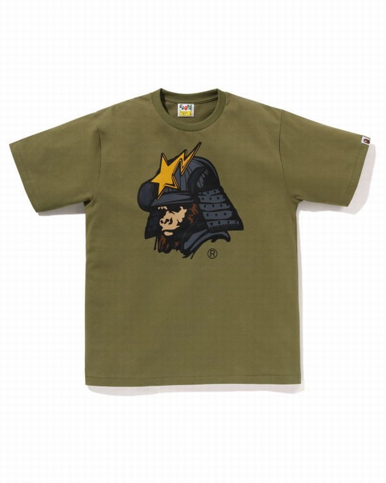 T Shirts Bape General Kabuto Homme Vert | RZCDO5402