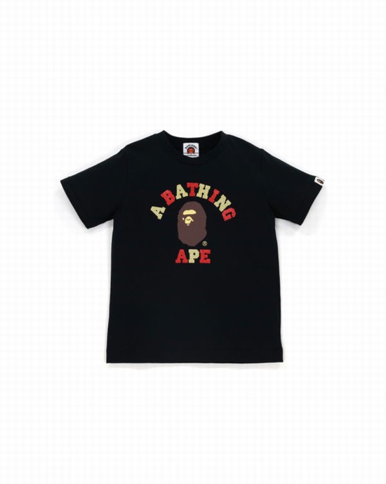 T Shirts Bape Glitter College Enfant Noir | XPBJN6481