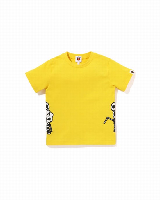 T Shirts Bape Glow In The Dark Bone Dinosaur Enfant Jaune | GQMWN9816