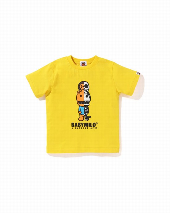 T Shirts Bape Glow In The Dark Rex Bone Enfant Jaune | BEHQT5140