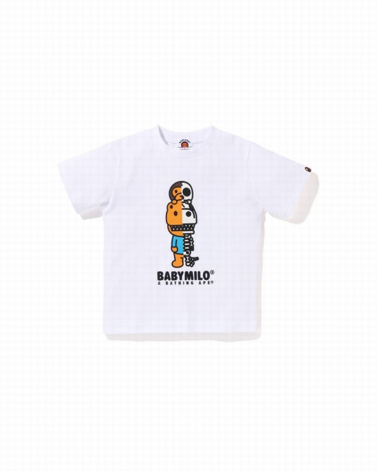 T Shirts Bape Glow In The Dark Rex Bone Enfant Blanche | QPUFI7648