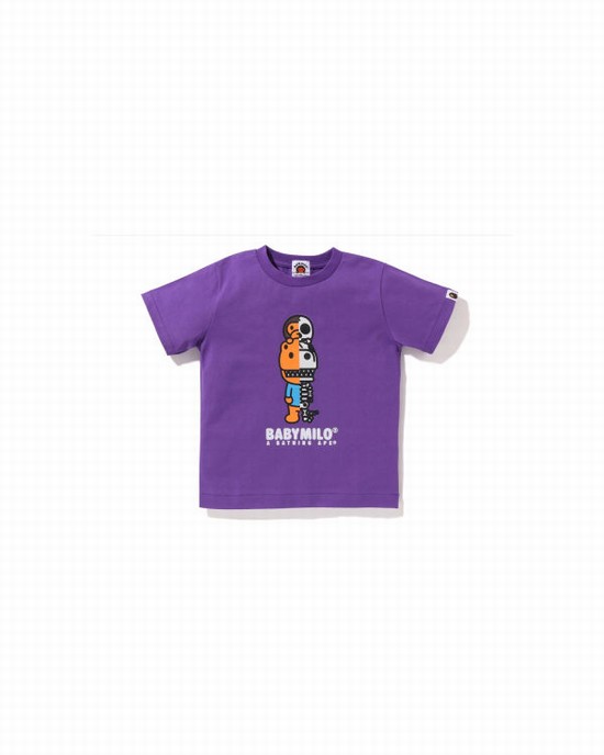 T Shirts Bape Glow In The Dark Rex Bone Enfant Violette | YVQOF6841