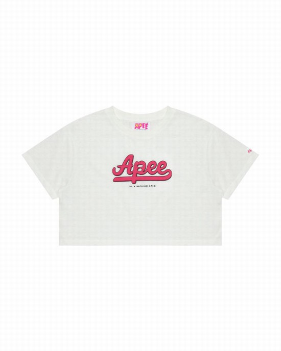 T Shirts Bape Graphique cropped Femme Blanche | ZLRJA4216