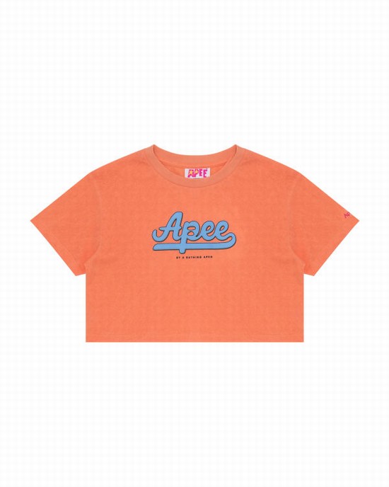 T Shirts Bape Graphique cropped Femme Orange | ZRANS6913