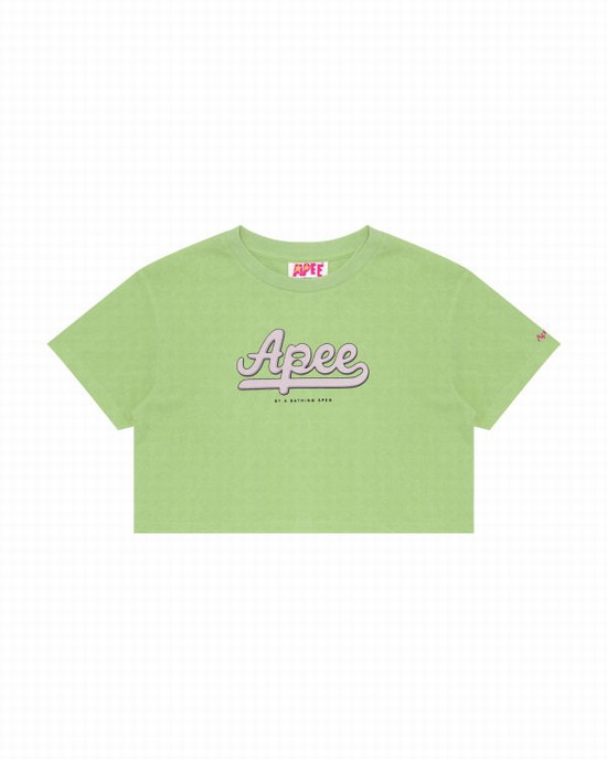 T Shirts Bape Graphique cropped Femme Vert | DMJTI1078