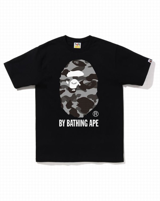 T Shirts Bape Grid Camo By Bathing Ape Homme Noir | IQPVA8472