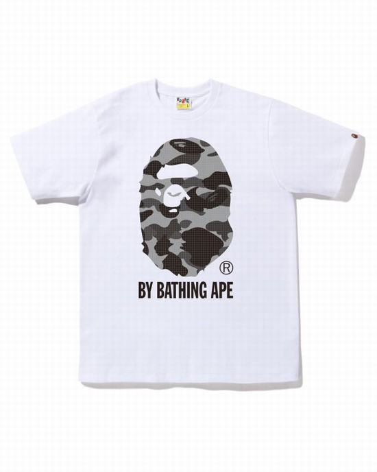 T Shirts Bape Grid Camo By Bathing Ape Homme Blanche | ZTSQV8469