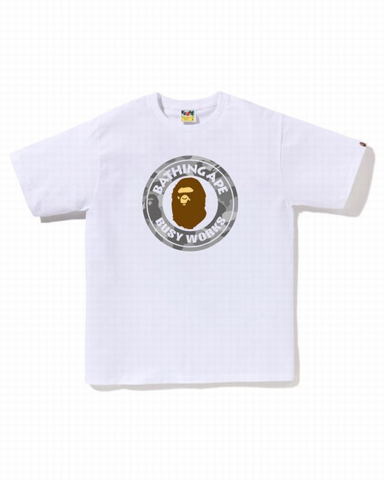 T Shirts Bape Honeycomb Camo Busy Works Homme Blanche | CBKGN1436