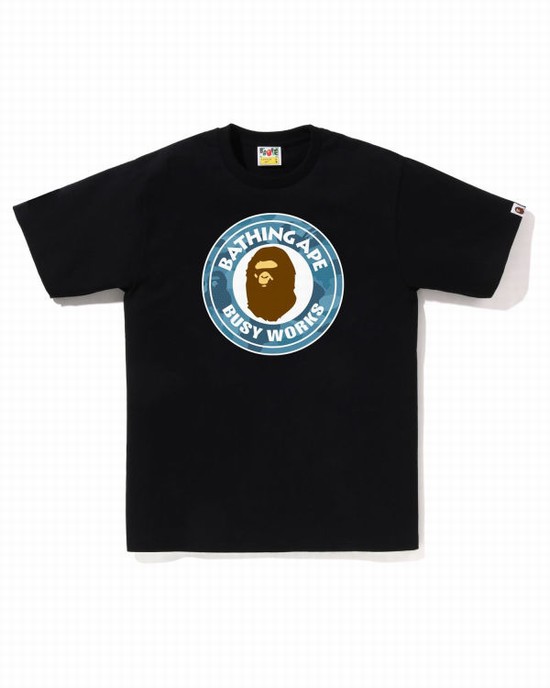 T Shirts Bape Honeycomb Camo Busy Works Homme Noir | GUFWJ4502