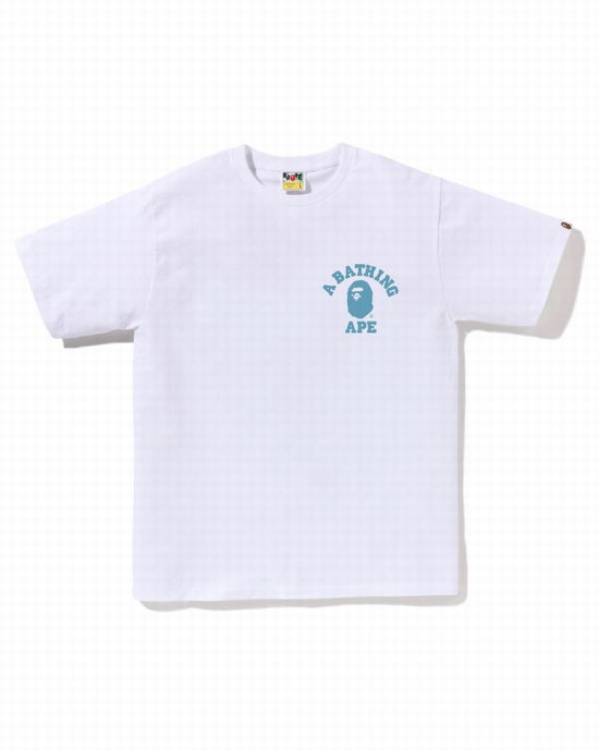 T Shirts Bape Honeycomb Camo College ATS Homme Blanche | RCNKJ5143