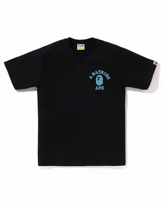 T Shirts Bape Honeycomb Camo College ATS Homme Noir | TDNYA8215