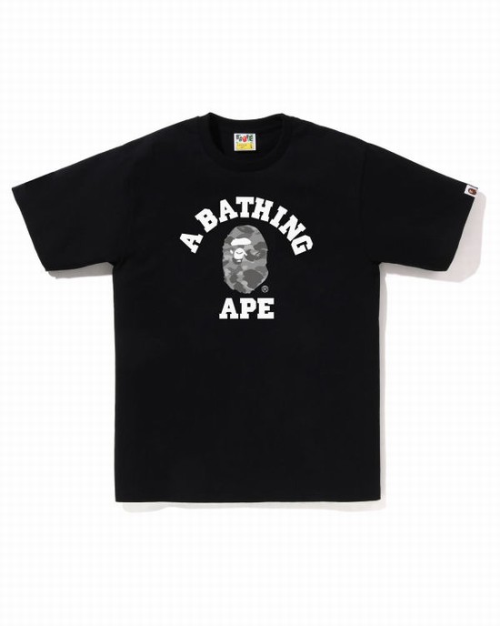 T Shirts Bape Honeycomb Camo College Homme Noir | HBKNZ0728