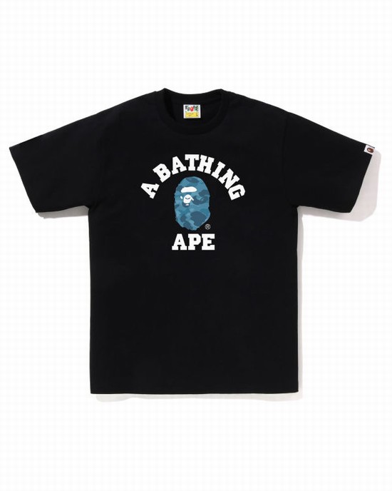 T Shirts Bape Honeycomb Camo College Homme Noir | UKIDP1792