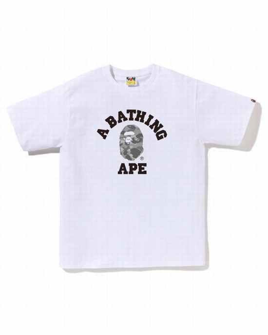 T Shirts Bape Honeycomb Camo College Homme Blanche | WDCYJ0586