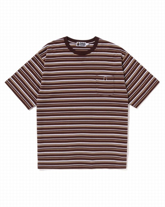 T Shirts Bape Hoop One Point Relaxed Fit Homme Marron | NRPJG6524