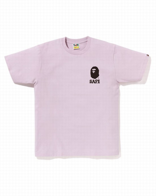 T Shirts Bape Japan Culture Lettered Homme Violette | UVSDB9675