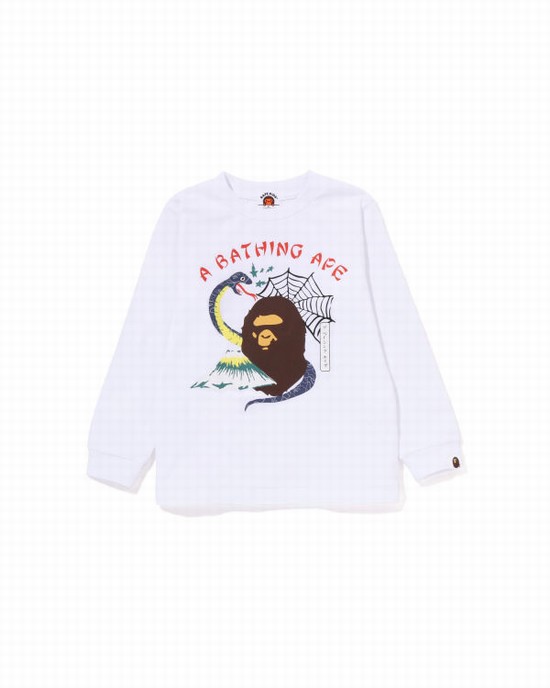 T Shirts Bape Japan Culture Souvenir L/S Enfant Blanche | XQFIH2308