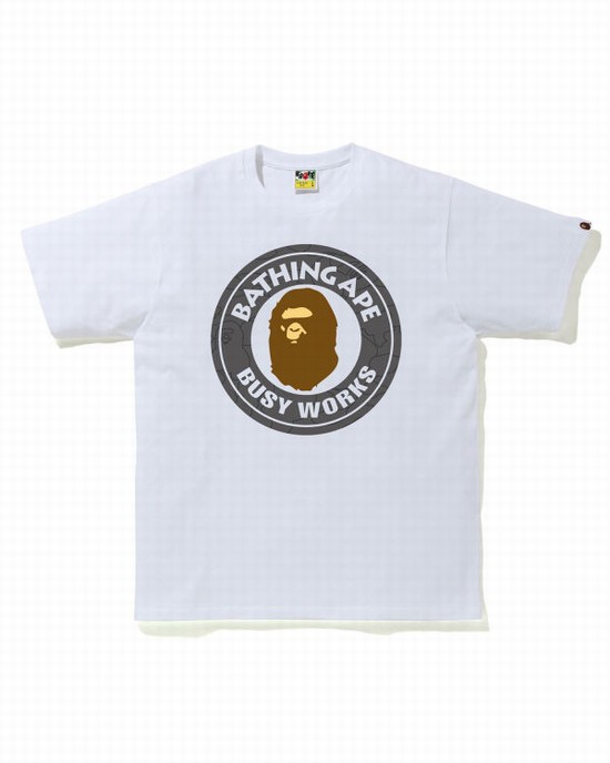 T Shirts Bape Line 1st Camo Busy Works Homme Blanche | OLWKI7564