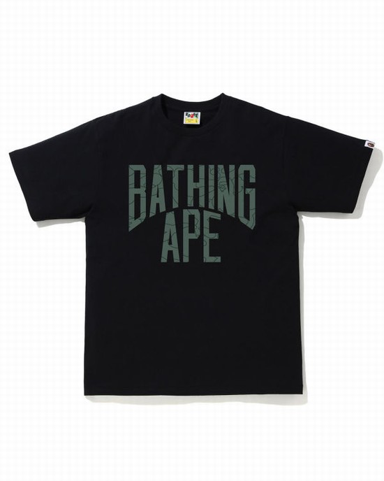 T Shirts Bape Line 1st Camo NYC Logo Homme Noir | XELVM2786