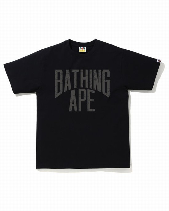 T Shirts Bape Line 1st Camo NYC Logo Homme Noir | ZWBLN5734