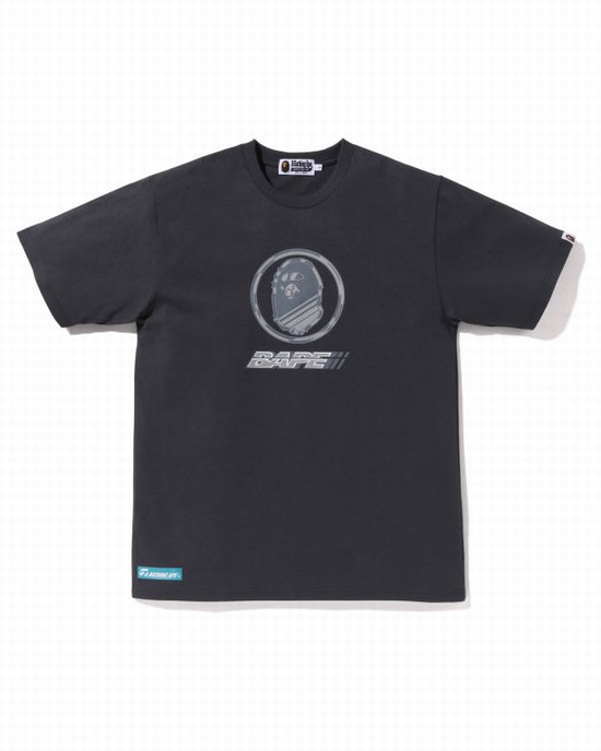 T Shirts Bape Logo Homme Grise Foncé | OPAZW3962