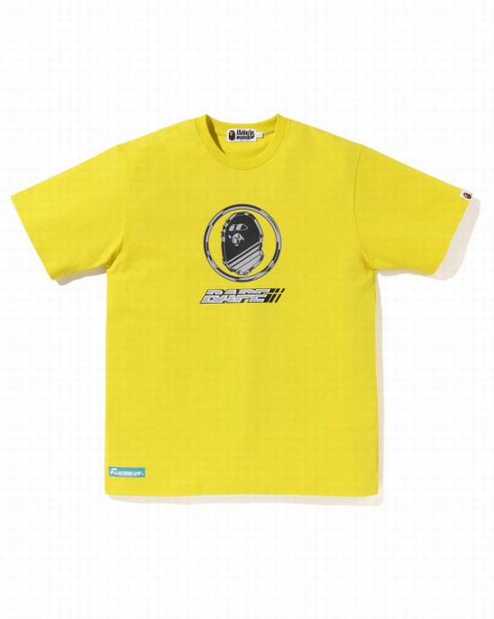 T Shirts Bape Logo Homme Jaune | GIORA8407