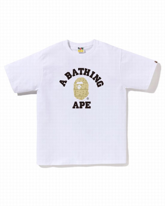 T Shirts Bape Logo Monogram College Homme Blanche | MSAGV3467