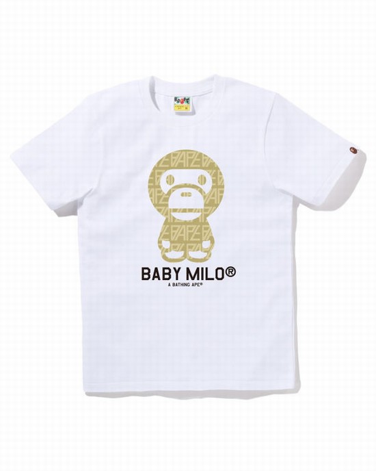 T Shirts Bape Logo Monogram Milo Femme Blanche | SFHVB2184