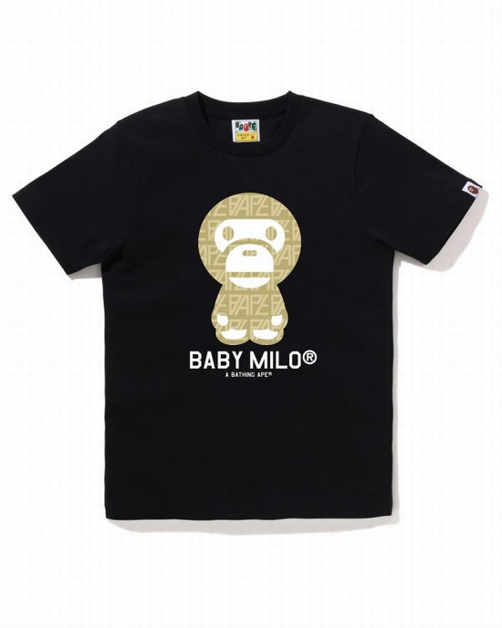 T Shirts Bape Logo Monogram Milo Femme Noir | KCMUL5671