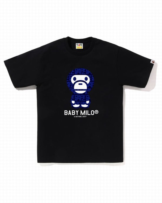 T Shirts Bape Logo Monogram Milo Homme Noir | DNBCG8694