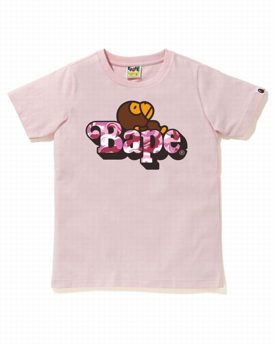 T Shirts Bape Marble Camo Milo On Enfant Rose | OISVQ9423