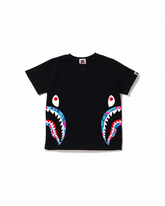 T Shirts Bape Marble Camo Side Shark Enfant Noir | IMOWZ7145