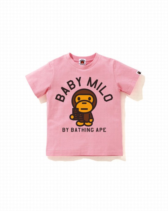 T Shirts Bape Milo Chocolate Enfant Rose | QWPJD7139