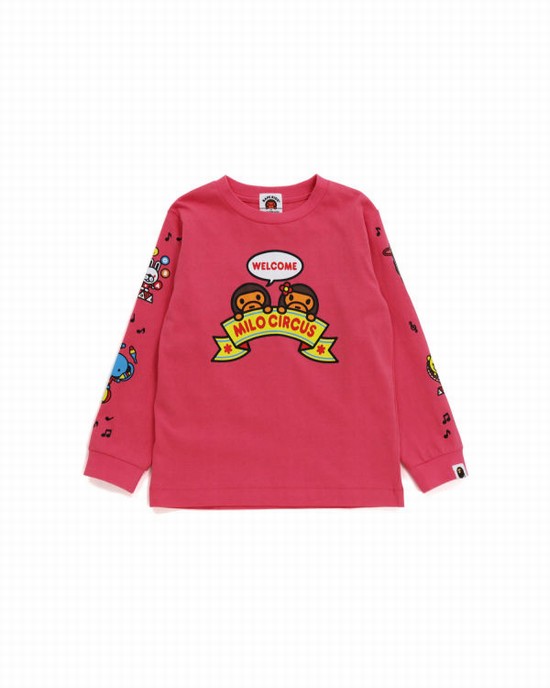 T Shirts Bape Milo Circus L/S Enfant Rose | LZEUV7402