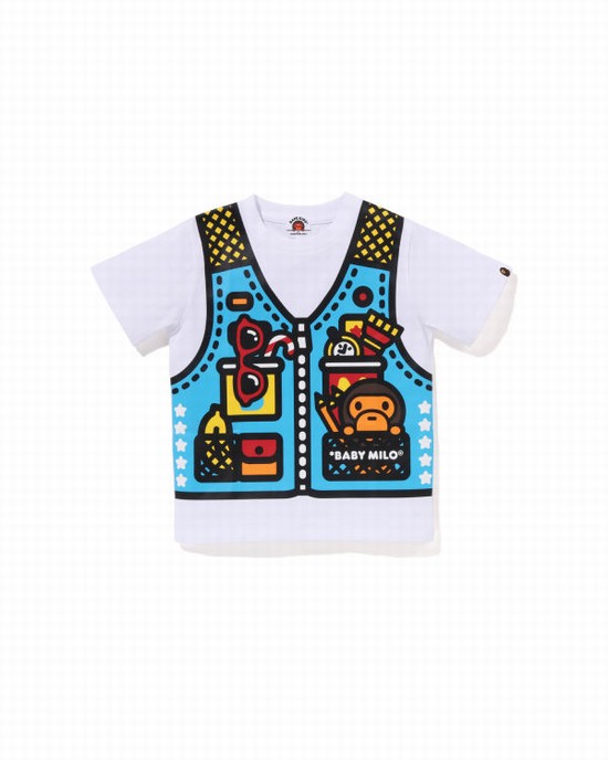 T Shirts Bape Milo Fishing Print Enfant Blanche | FXUET5897