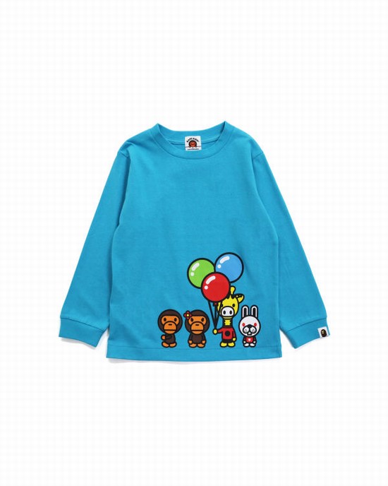 T Shirts Bape Milo & Friends L/S Enfant Bleu | NSIBW2958