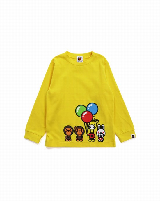 T Shirts Bape Milo & Friends L/S Enfant Jaune | TORDX3647